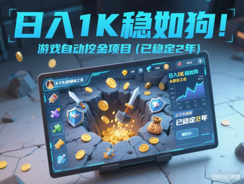 日入1K稳如狗！游戏自动挖金项目(已稳定2年)，永不失业的副业之选【揭秘】 - 付费阅读