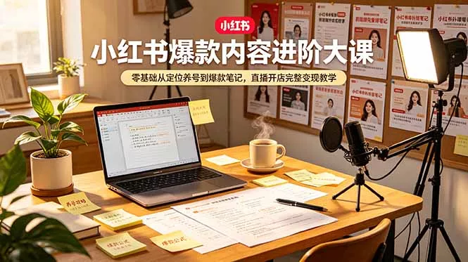 小红书爆款内容进阶大课，零基础从定位养号到爆款笔记，直播开店完整变现教学 - 付费阅读