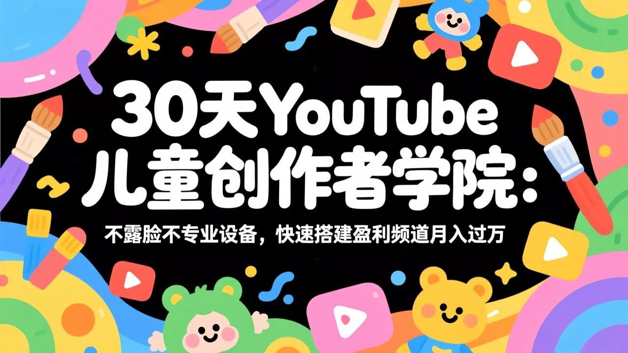 30天YouTube儿童创作者学院：不露脸不专业设备，快速搭建盈利频道月入过万 - 付费阅读