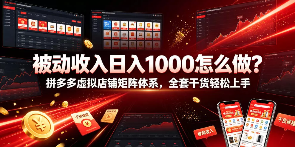 被动收入日入1000怎么做？拼多多虚拟店铺矩阵体系，全套干货轻松上手【揭秘】 - 付费阅读