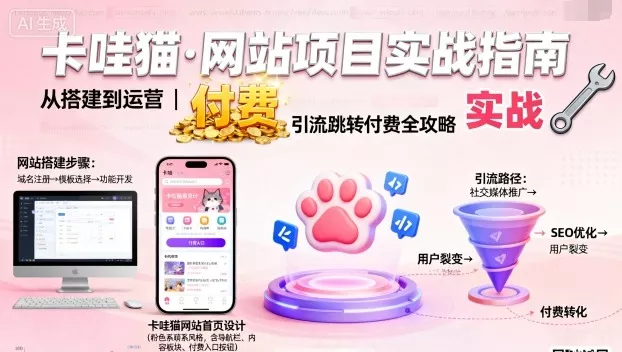 卡哇猫·网站项目，网站搭建与运营以及引流跳转付费 - 付费阅读