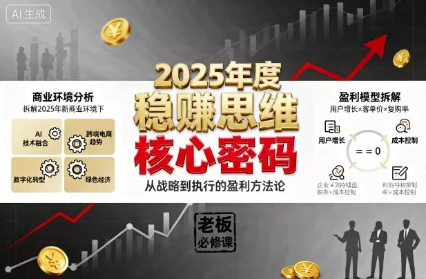 2025年度稳賺思维老板创业营，拆解2025年新商业环境下，企业实现持续盈利的核心密码 - 付费阅读
