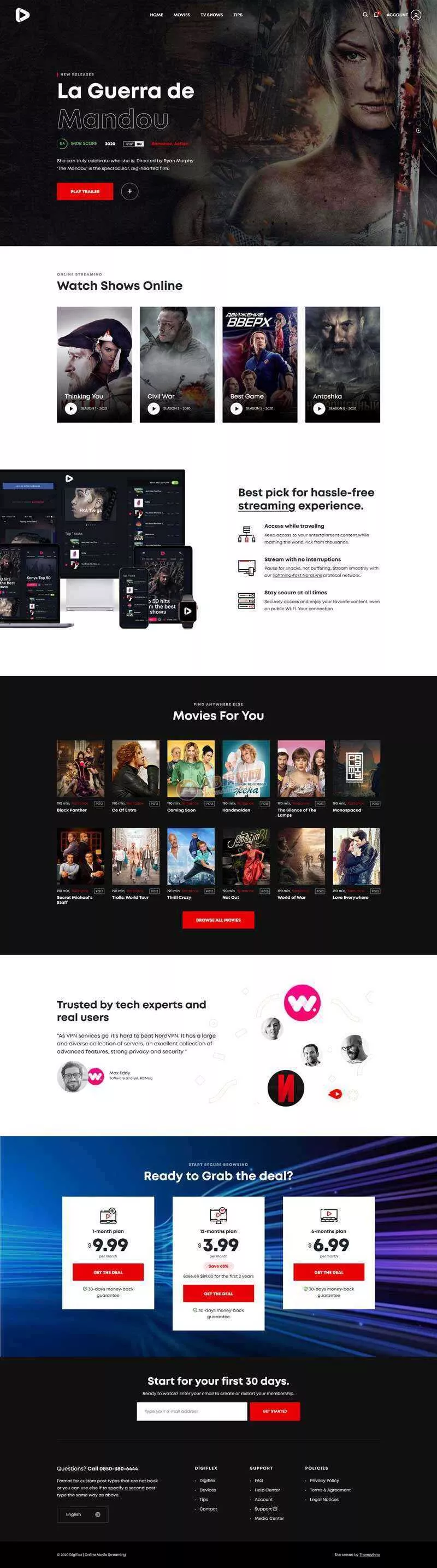 Bootstrap在线3D高清影院视频网页模板 - 付费阅读