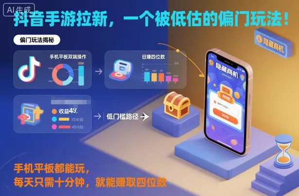 抖音手游拉新，一个被低估的偏门玩法！手机平板都能玩，每天只需十分钟，就能賺取四位数【揭秘】 - 付费阅读