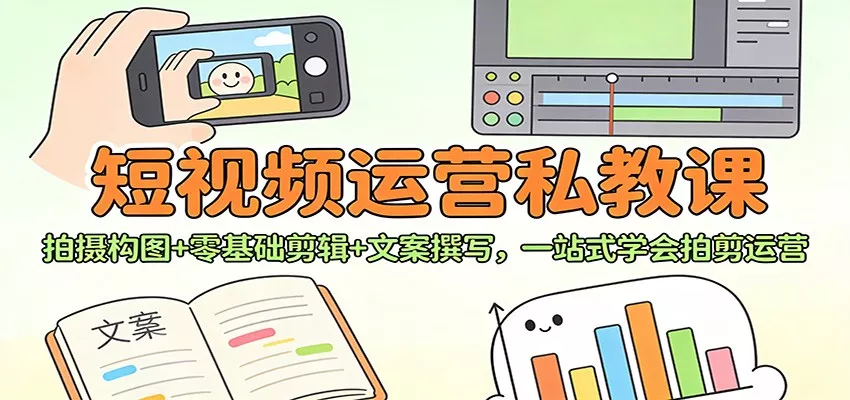 短视频运营私教课：拍摄构图+零基础剪辑 +文案撰写，一站式学会拍剪运营 - 付费阅读
