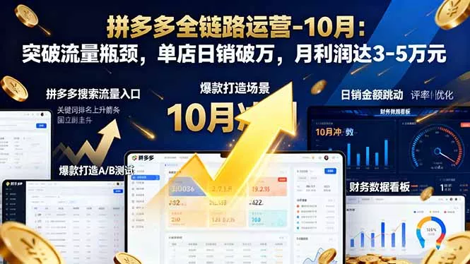 拼多多全链路运营-10月：突破流量瓶颈，单店日销破万，月利润达3-5万元 - 付费阅读