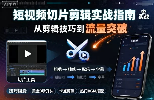 短视频切片剪辑实战指南，从剪辑技巧到流量突破 - 付费阅读