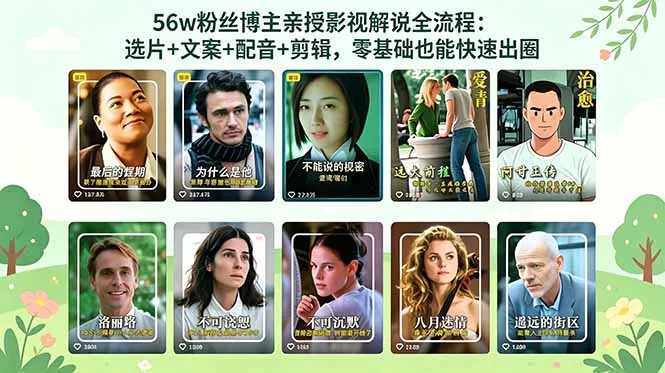56万粉丝博主亲授影视解说全流程：选片+文案+配音+剪辑，零基础也能快速出圈 - 付费阅读