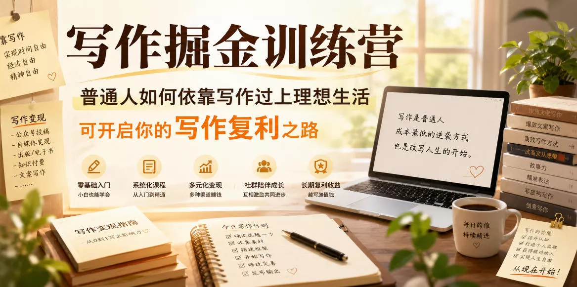 写作掘金训练营，普通人如何依靠写作过上理想生活，可开启你的写作复利之路(更新6月) - 付费阅读