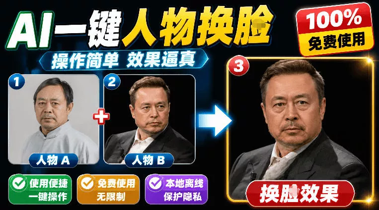 纯离线本地运行！AI一键人物lian部替换软件，支持图片换lian，效果逼真，最便捷换lian工具FaceSwap - 付费阅读