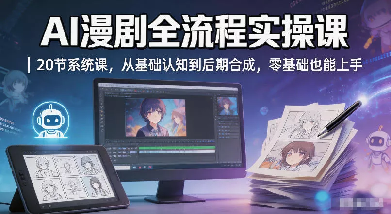 AI漫剧全流程实操课｜20节系统课，从基础认知到后期合成，零基础也能上手 - 付费阅读