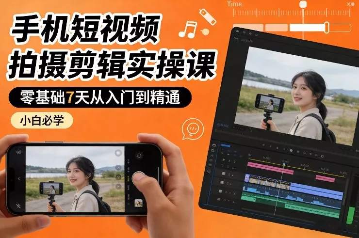 手机短视频拍摄剪辑实操课，零基础7天从入门到精通，小白必学 - 付费阅读