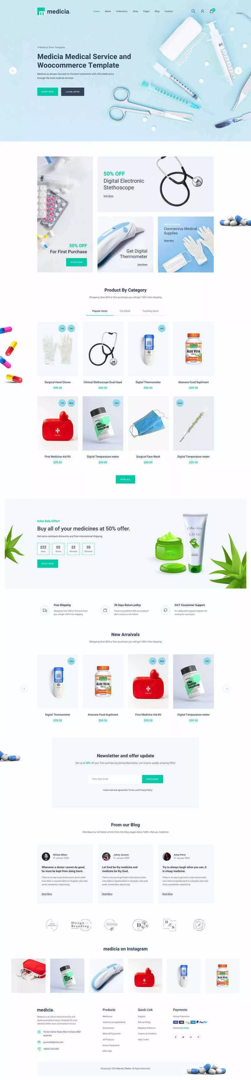 Bootstrap4医疗保健用品电子商务HTML5模板 - 付费阅读