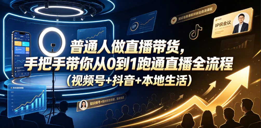 普通人做直播带货，手把手带你从0到1跑通直播全流程(视频号+抖音+本地生活) - 付费阅读