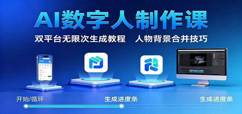 AI数字人制作课：双平台无限次生成教程，人物背景合并技巧 - 付费阅读