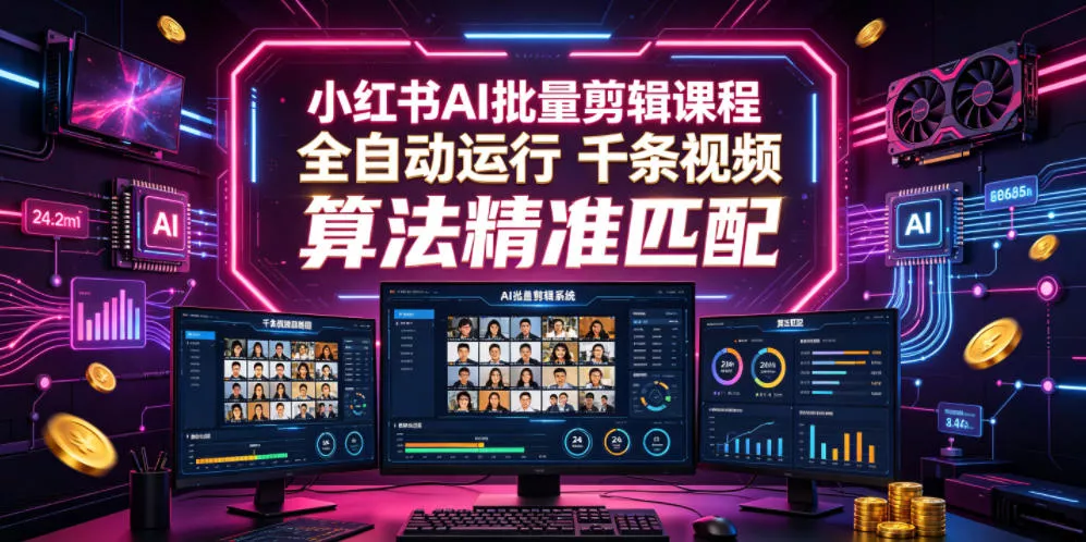 小红书AI批量剪辑课程，24小时全自动运行，解放双手专注运营，千条视频批量处理，小红书算法精准匹配 - 付费阅读