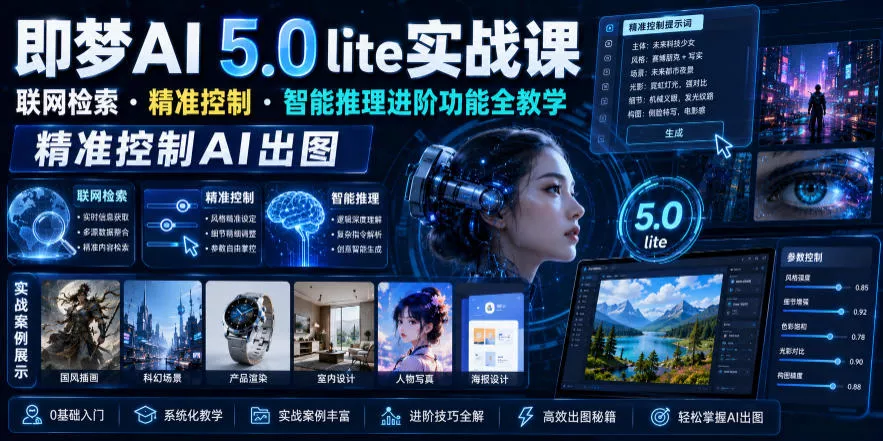 即梦AI 5.0 lite实战课，联网检索・精准控制・智能推理进阶功能全教学，精准控制AI出图 - 付费阅读