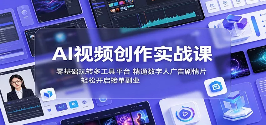 AI视频创作实战课：零基础玩转多工具平台，精通数字人广告、剧情片，轻松开启接单副业 - 付费阅读