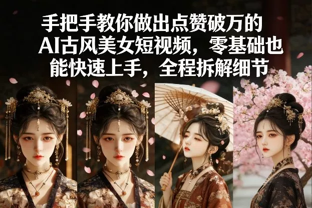 手把手教你做出点赞破万的AI古风美女短视频，零基础也能快速上手，全程拆解细节 - 付费阅读