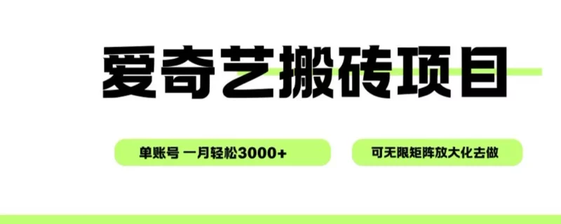 爱奇艺无脑搬砖项目，单账号一月轻松3000+，可无限矩阵去做 - 付费阅读