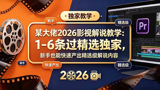 某大佬2026影视解说教学：1-6条过精选独家，新手也能快速产出精选级解说内容 - 付费阅读