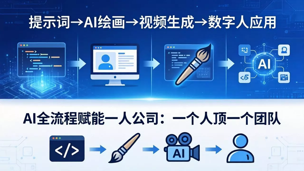 AI全流程赋能一人公司：提示词、绘画、视频、数字人、编程，一个人顶一个团队 - 付费阅读