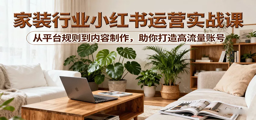 小红书家装行业运营实战课：从平台规则到内容制作，助你打造高流量账号 - 付费阅读
