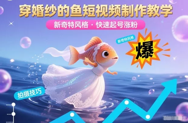 穿婚纱的鱼短视频制作教学，新奇特风格，快速起号涨粉 - 付费阅读