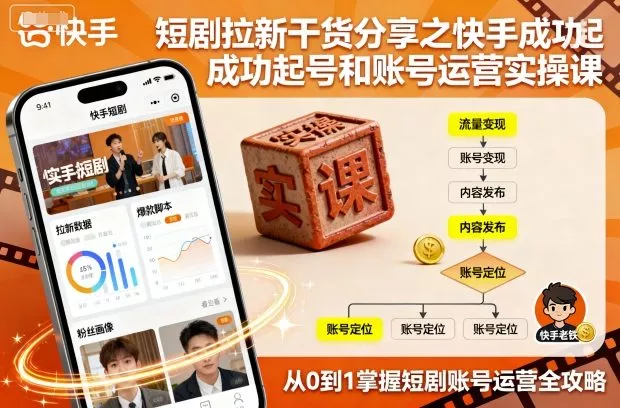 短剧拉新干货分享之快手成功起号和账号运营实操课 - 付费阅读