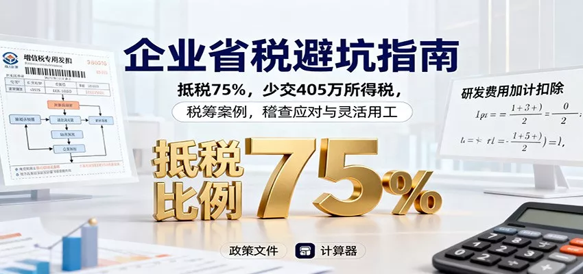 企业省税避坑指南：抵税75%，少交405万所得税，税筹案例，稽查应对与灵活用工 - 付费阅读