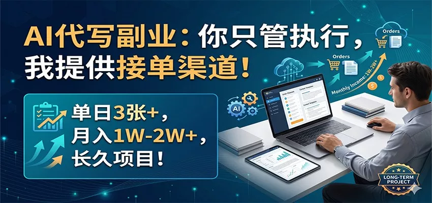AI代写副业：你只管执行，我提供接单渠道！单日3张+，月入1W-2W+，长久项目 - 付费阅读