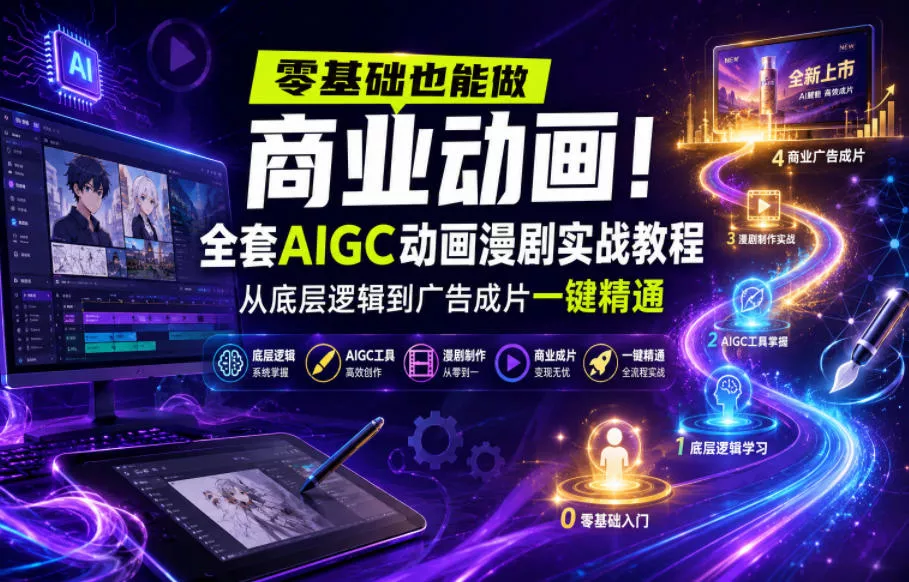 零基础也能做商业动画！全套AIGC动画漫剧实战教程，从底层逻辑到广告成片一键精通 - 付费阅读