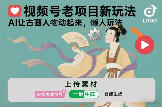 视频号老项目新玩法，AI让古画人物动起来，懒人玩法，附详细教程 - 付费阅读