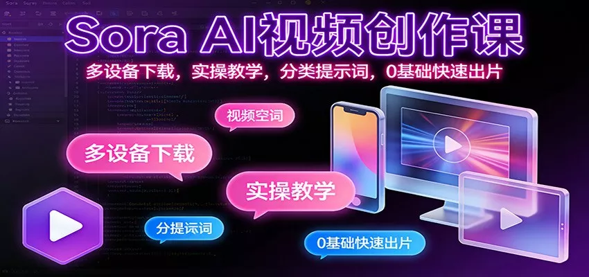 Sora AI视频创作课：多设备下载，实操教学，分类提示词，0基础快速出片 - 付费阅读