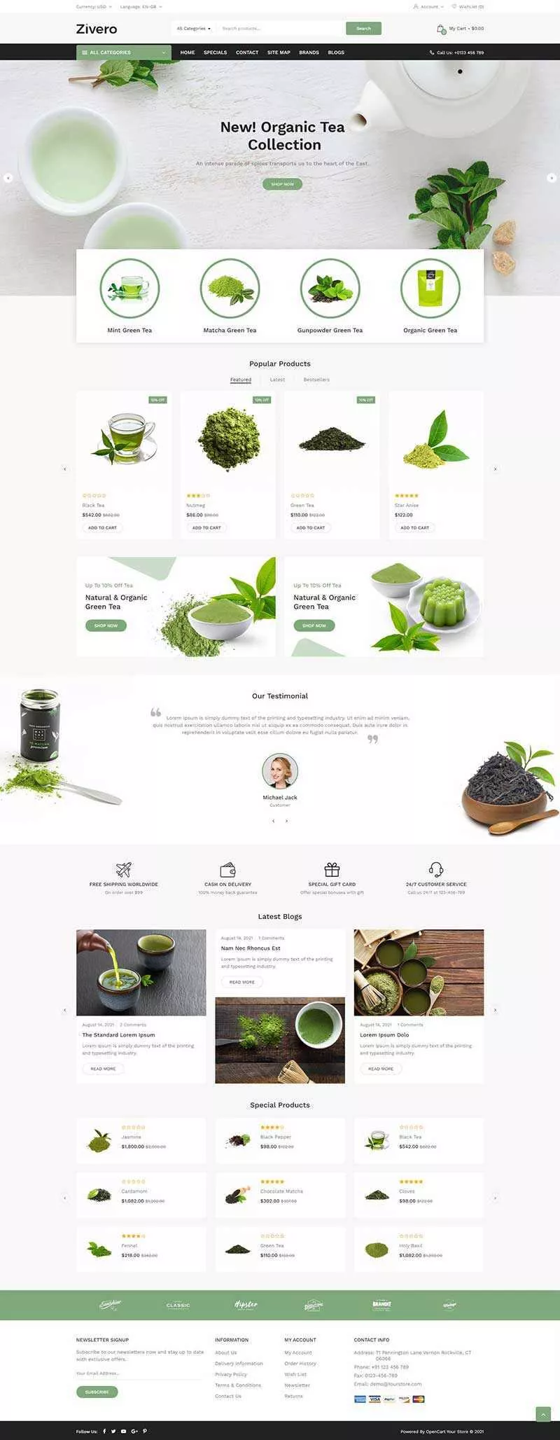 绿色小清新绿茶商城网站html模板 - 付费阅读