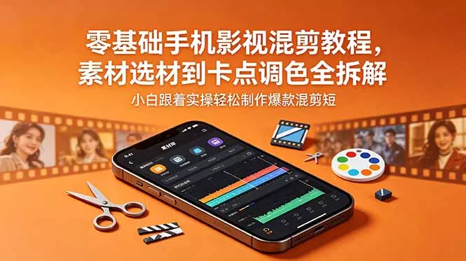 零基础手机影视混剪教程，素材选材到卡点调色全拆解，小白跟着实操轻松制作爆款混剪短片 - 付费阅读