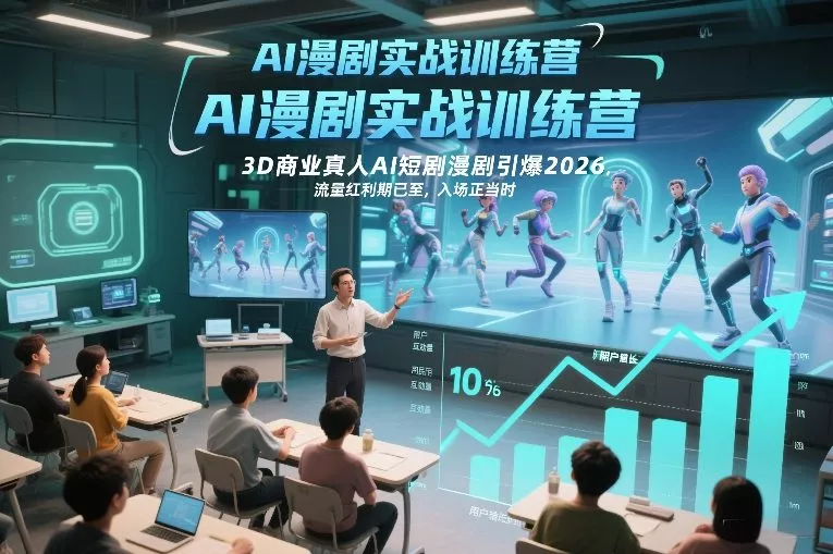 AI漫剧实战训练营，3D商业真人AI短剧漫剧引爆2026，流量红利期已至，入场正当时 - 付费阅读