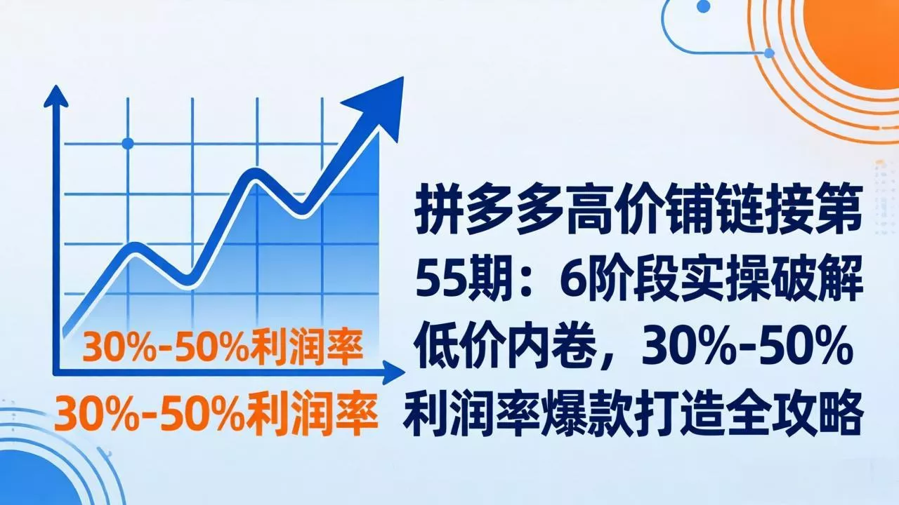 拼多多高价铺链接第55期：6阶段实操破解低价内卷，30%-50%利润率爆款打造全攻略 - 付费阅读