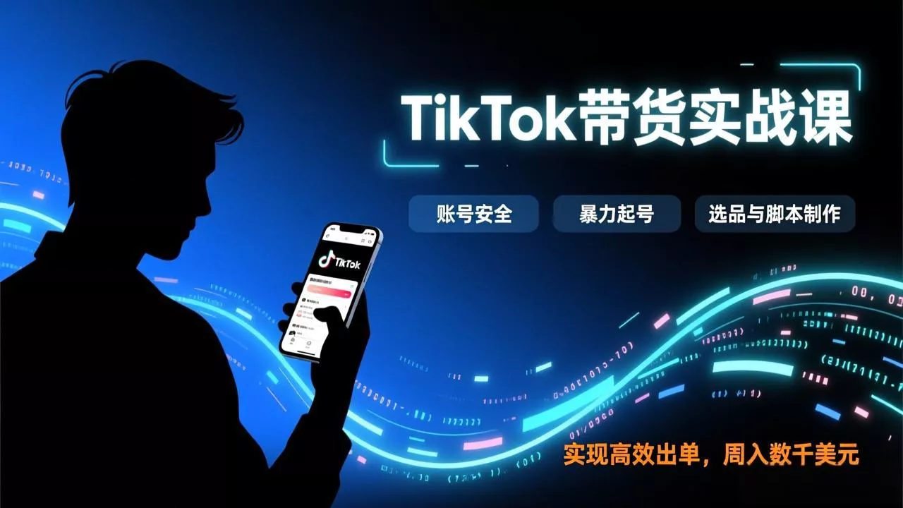 TikTok带货实战课，涵盖账号安全、暴力起号、选品与脚本制作，实现高效出单，周入数千美元 - 付费阅读