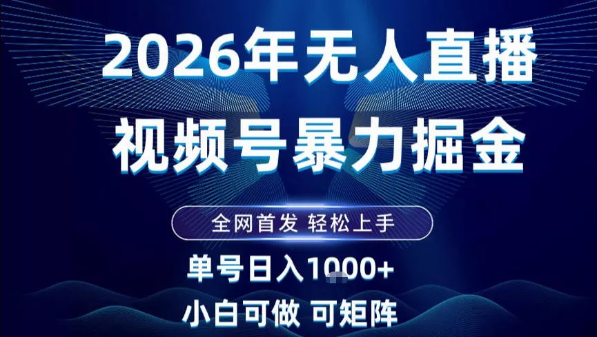 2026最新视频号无人直播掘金，全网首发，小白可以玩，长期稳定日入1k+【揭秘】 - 付费阅读