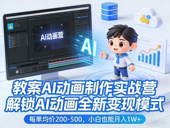 教案AI动画制作实战营，解锁AI动画全新变现模式，每单均价200-500，小白也能月入1W+ - 付费阅读