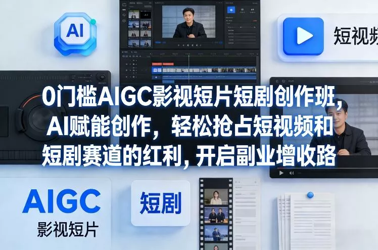 0门槛AIGC影视短片短剧创作班，AI赋能创作，轻松抢占短视频和短剧赛道的红利，开启副业增收路 - 付费阅读