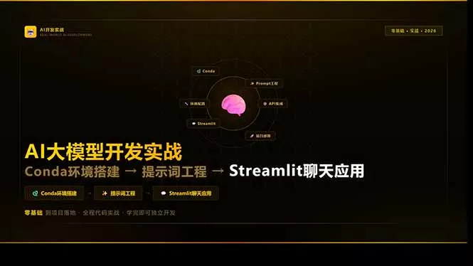 AI大模型开发实战：Conda环境搭建→提示词工程→Streamlit聊天应用，零基础到项目落地 - 付费阅读