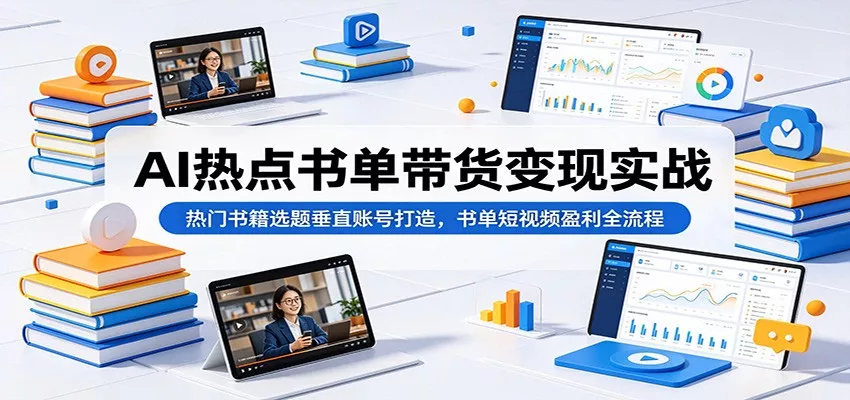 AI热点书单带货变现实战：热门书籍选题垂直账号打造，书单短视频盈利全流程 - 付费阅读
