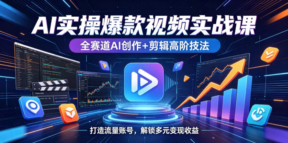 AI实操爆款视频实战课，全赛道AI创作+剪辑高阶技法，打造流量账号，解锁多元变现收益 - 付费阅读