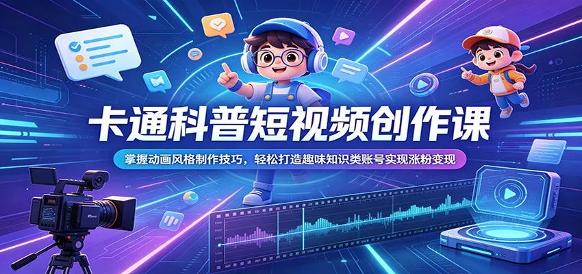卡通科普短视频创作课：掌握动画风格制作技巧，轻松打造趣味知识类账号实现涨粉变现 - 付费阅读