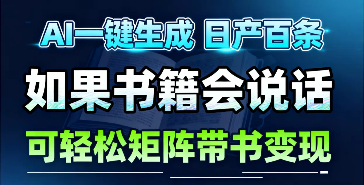 AI书籍会说话，轻松带书变现，月入3W+ - 付费阅读