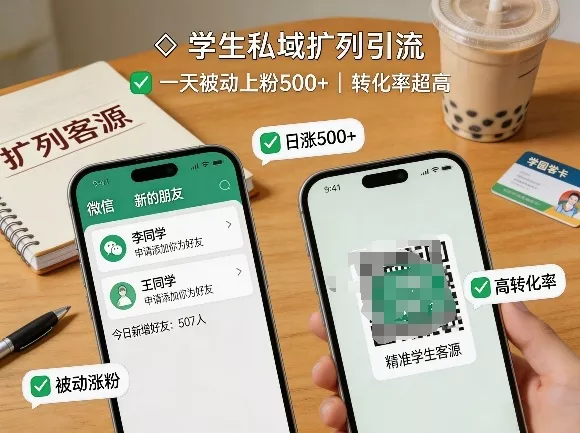 学生私域扩列引流，一天被动上粉500+，转化率超高 - 付费阅读