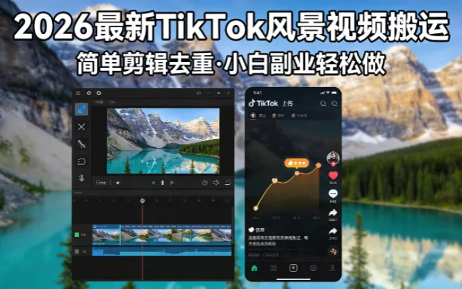 2026最新TikTok风景视频搬运简单剪辑去重小白副业月入 8000 - 付费阅读
