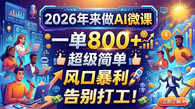2026年来做AI微课，一单800+，超级简单，风口暴利，告别打工！ - 付费阅读